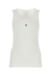 Givenchy Canotta In Cotone Stretch Bianco Donna In White