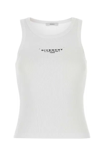 Givenchy Women Slim Tank Top With Logo Print In White
