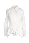 Givenchy Ruffled Peplum-hem Cotton Shirt In White