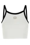 Givenchy Cropped Tank Top In Cotton And Crystals With 4g Detail In White