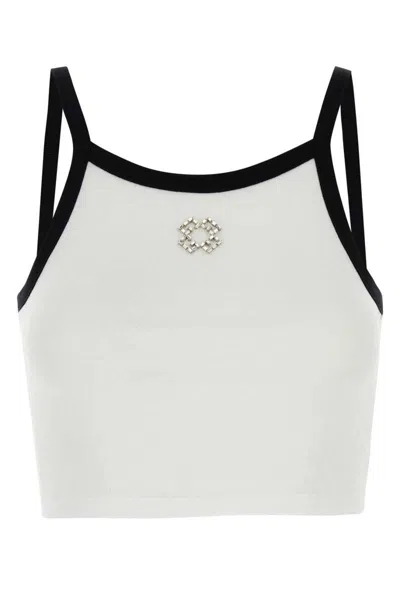 Givenchy Cropped Tank Top In Cotton And Crystals With 4g Detail In White