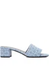 Givenchy Block Heel Sandals Patterned Fabric In Medium Blue