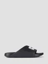 Givenchy Black Sandals With Wide Band And Contrasting Logo Patch In Rubber Man In Black