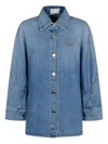 Givenchy Cocoon Collared Neck Denim Shirt In Blue
