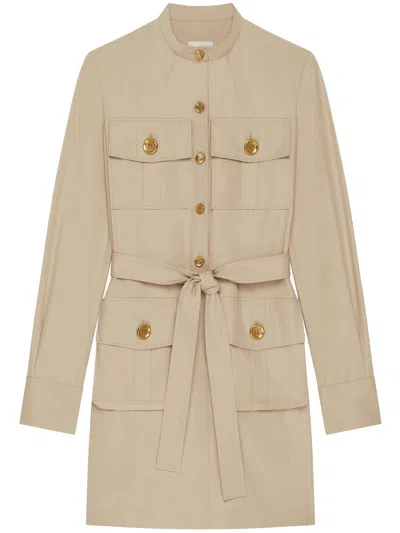 Givenchy Taupe Safari Dress In Poplin In Beige