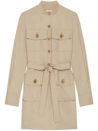 Givenchy Taupe Safari Dress In Poplin In Beige