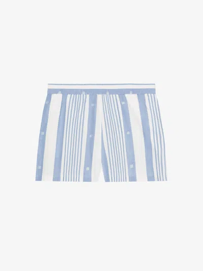 Givenchy Shorts In Cotton And Linen With 4g Stripes In Blue