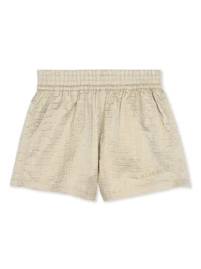 Givenchy Kids' 4g-monogram Metallic Cotton Shorts In Gold