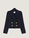 Givenchy Short Pea Coat In Wool In Blue