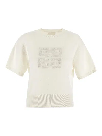 Givenchy Short Sleeve 4g Crewneck Sweater In Ivory