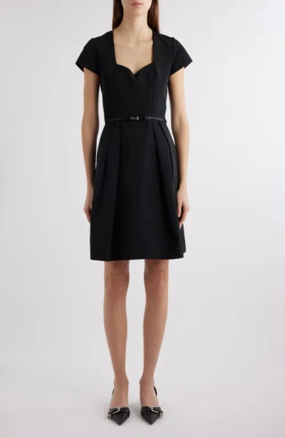 Givenchy Short Sleeve Belted Fit & Flare Dress In Black