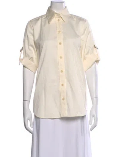 Pre-owned Givenchy Short Sleeve Button-up Top In White