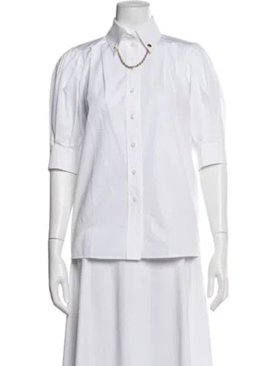Pre-owned Givenchy Short Sleeve Button-up Top In White