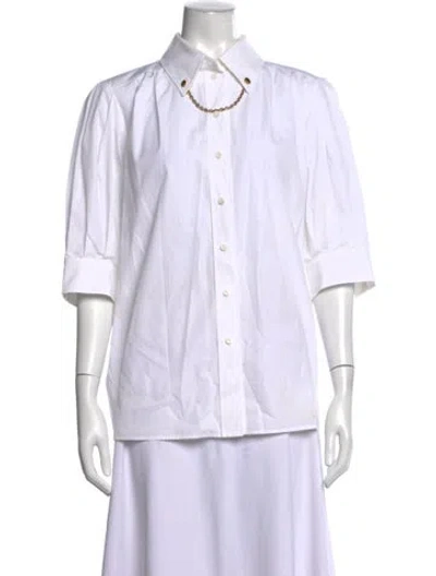 Pre-owned Givenchy Short Sleeve Button-up Top In White