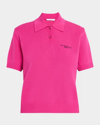 Givenchy Short-sleeve Cashmere-wool Polo Shirt In Pink