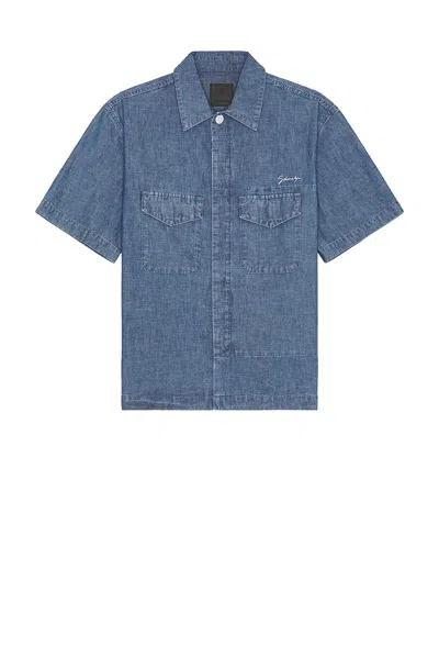 GIVENCHY SHORT SLEEVE CHAMBRAY SHIRT