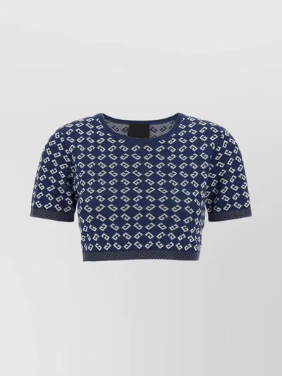GIVENCHY SHORT SLEEVE CREW NECK GEOMETRIC PATTERN TOP