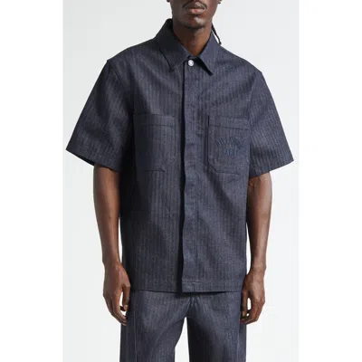 GIVENCHY GIVENCHY SHORT SLEEVE DENIM BUTTON-UP SHIRT