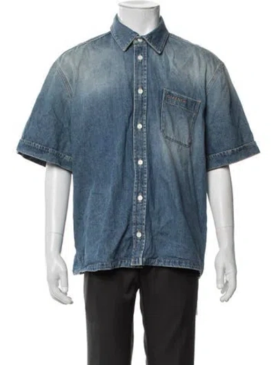 Pre-owned Givenchy Short Sleeve Denim Shirt In Blue