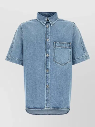 Givenchy Short Sleeve Denim Shirt Chest Pocket In Blue