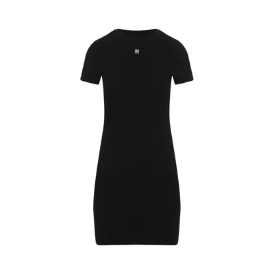 Givenchy Fitted Ribbed Cotton Mini Dress In Black
