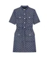 Givenchy Monogram 72 Jacquard Denim Mini Shirtdress In Denim Blue