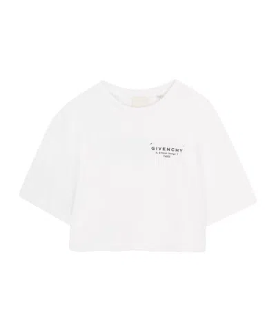 GIVENCHY GIVENCHY KIDS LOGO PRINTED CROPPED T-SHIRT