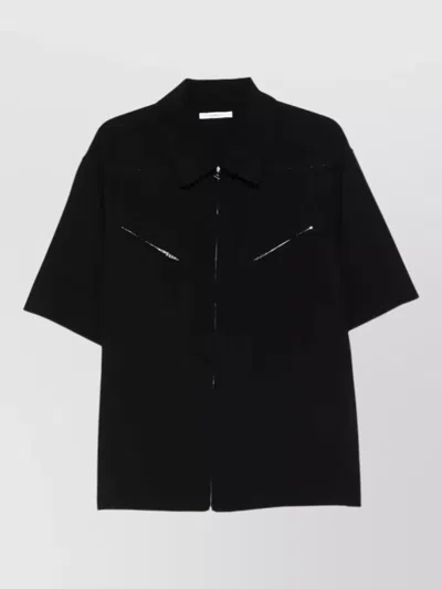 Givenchy Short Sleeve Zip Shirt Jacket Pockets In Black