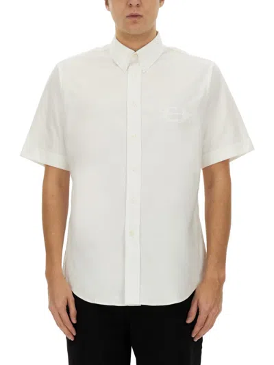 Givenchy Short-sleeved Button-down Cotton Shirt In White