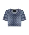 Givenchy Cropped Sweater In Monogram 72 Jacquard In Blue
