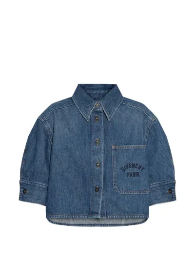 Givenchy Cropped Cocoon Shirt In Medium Denim Clothing In Blue