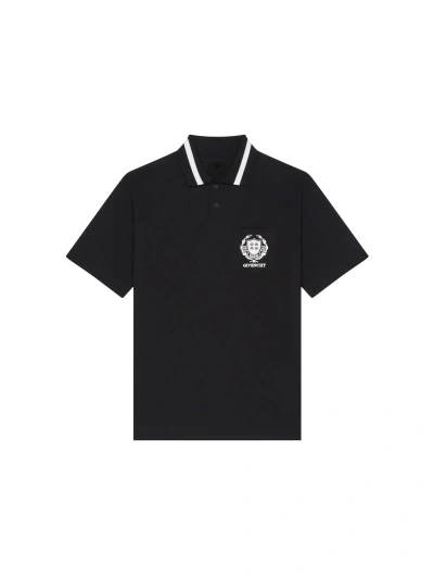 Givenchy Logo-embroidered Cotton Polo Shirt In Black