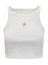 Givenchy 4g Rib Cotton Stretch Crop Tank In White