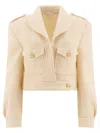 Givenchy Short Tweed Jacket With 4g Detail Jackets White In Yellow