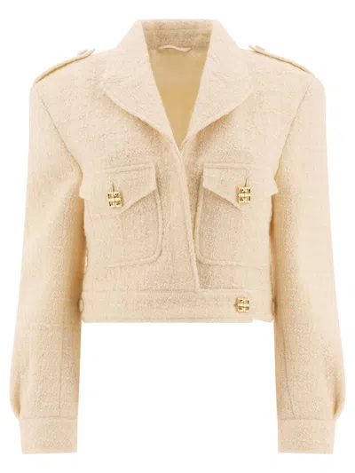 Givenchy Short Tweed Jacket With 4g Detail Jackets White In Neutral