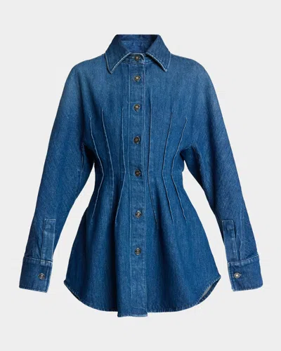 Givenchy Short Waisted Denim Dress In Blue