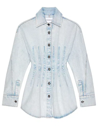 Givenchy Short Waisted Denim Dress Clothing In Blue