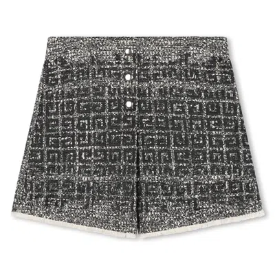 Givenchy Kids' 4g-embroidered Tweed Skirt-shorts In Black