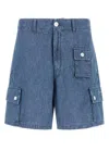 Givenchy Denim Bermuda Shorts With Pockets And Loops In Denimblue