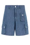 Givenchy Denim Bermuda Shorts With Pockets And Loops In Denimblue