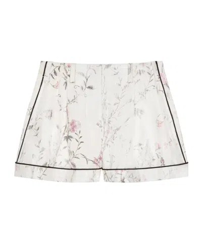 Givenchy Shorts In Silk With Floral Print In White