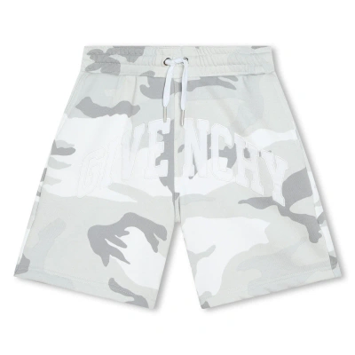 Givenchy Kids' Shorts With Camouflage Print In Grigio Bianco