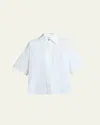 Givenchy Oversize Short Sleeve Cotton Poplin Button-up Shirt In White