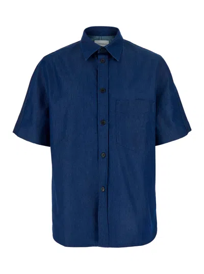 Givenchy Short-sleeved Button-up Shirt (size M) In Blue