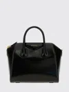 Givenchy Antigona Small Black Handbag With Laminated Logo In Hammered Leather Woman In Black