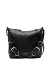Givenchy Grained Black Calf Leather Shoulder Bag With Decorative Buckle In Black