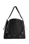Givenchy Crocodile Effect Foldover Shoulder Bag In Black