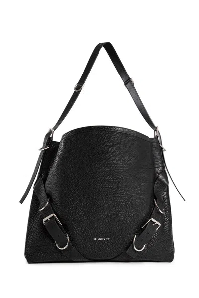 Givenchy Crocodile Effect Foldover Shoulder Bag In Black