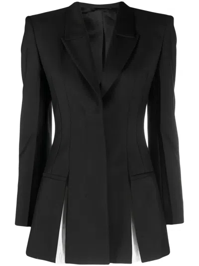 Givenchy Shoulder-pads Wool-mohair Blazer In Black