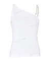 Givenchy White One-shoulder Top With 4g Chain In Stretch Cotton Woman In White